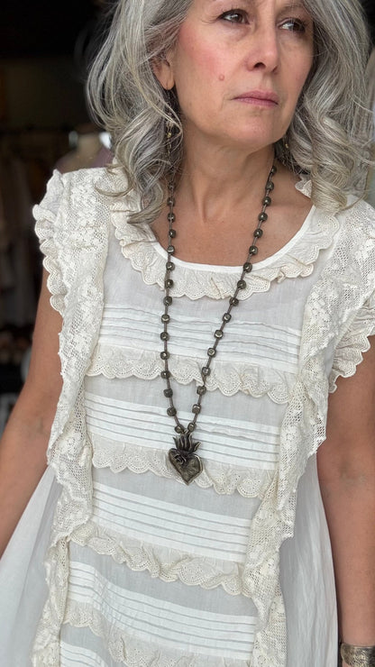 ANCOLIE - ECRU DRESS - Vintage Vault Boutique