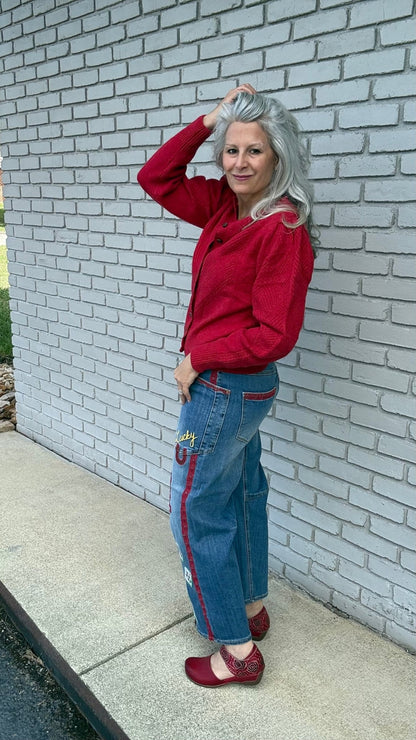 Manjean Embroidery Jeans - Vintage Vault Boutique