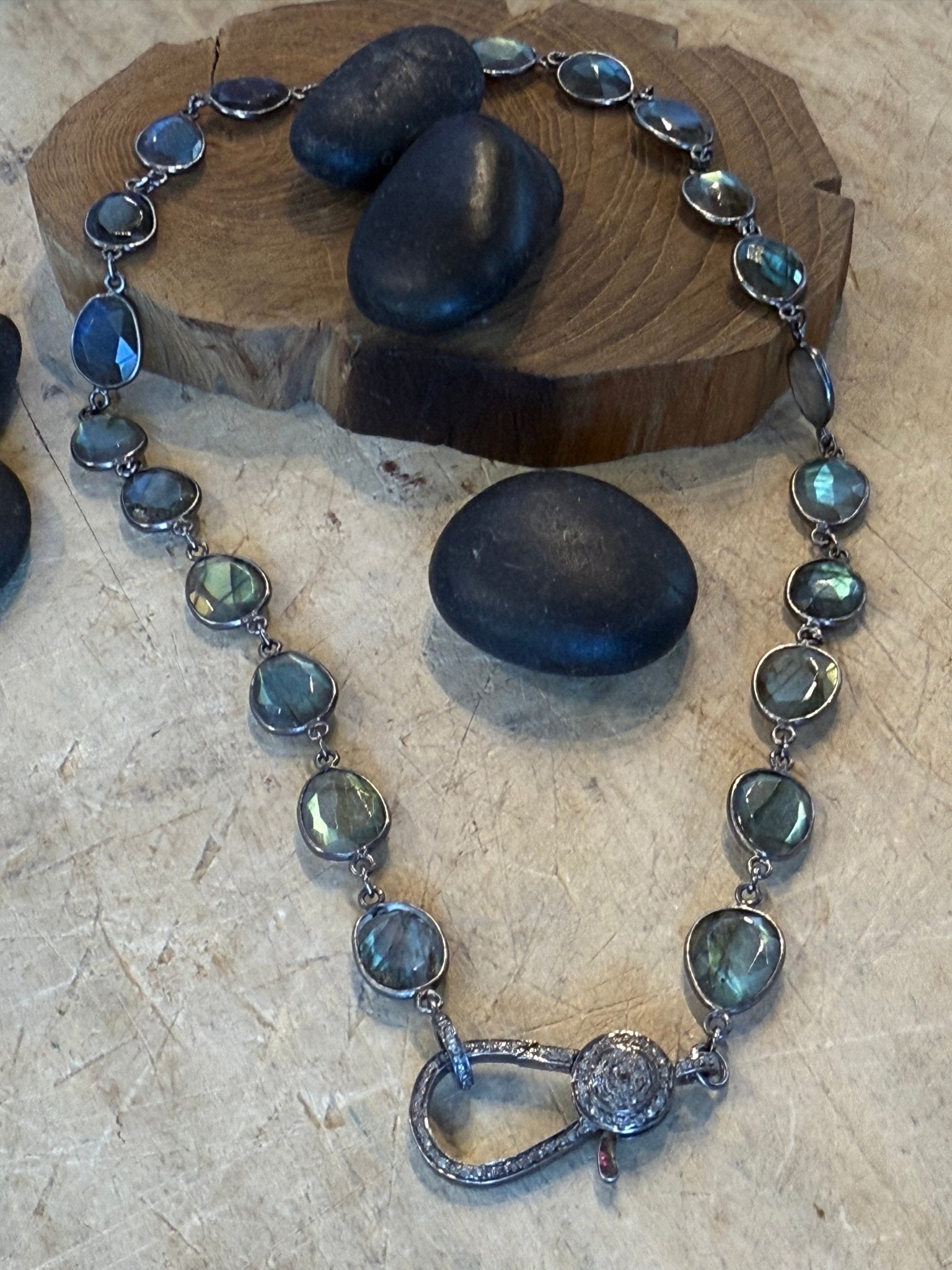 Bezel Strand with Diamond Clasp - Vintage Vault Boutique