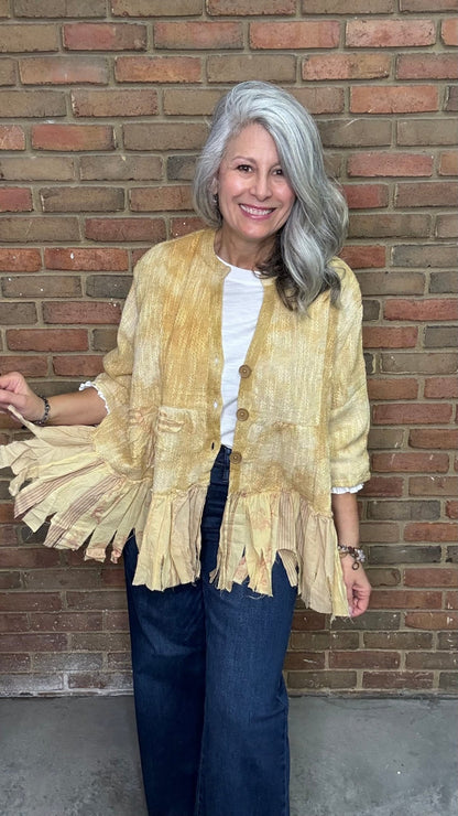 Daisy Mae Yellow Open Front Jacket - Vintage Vault Boutique