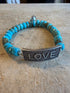 LOVE - Turquoise Beaded Stretch Bracelet - Vintage Vault Boutique
