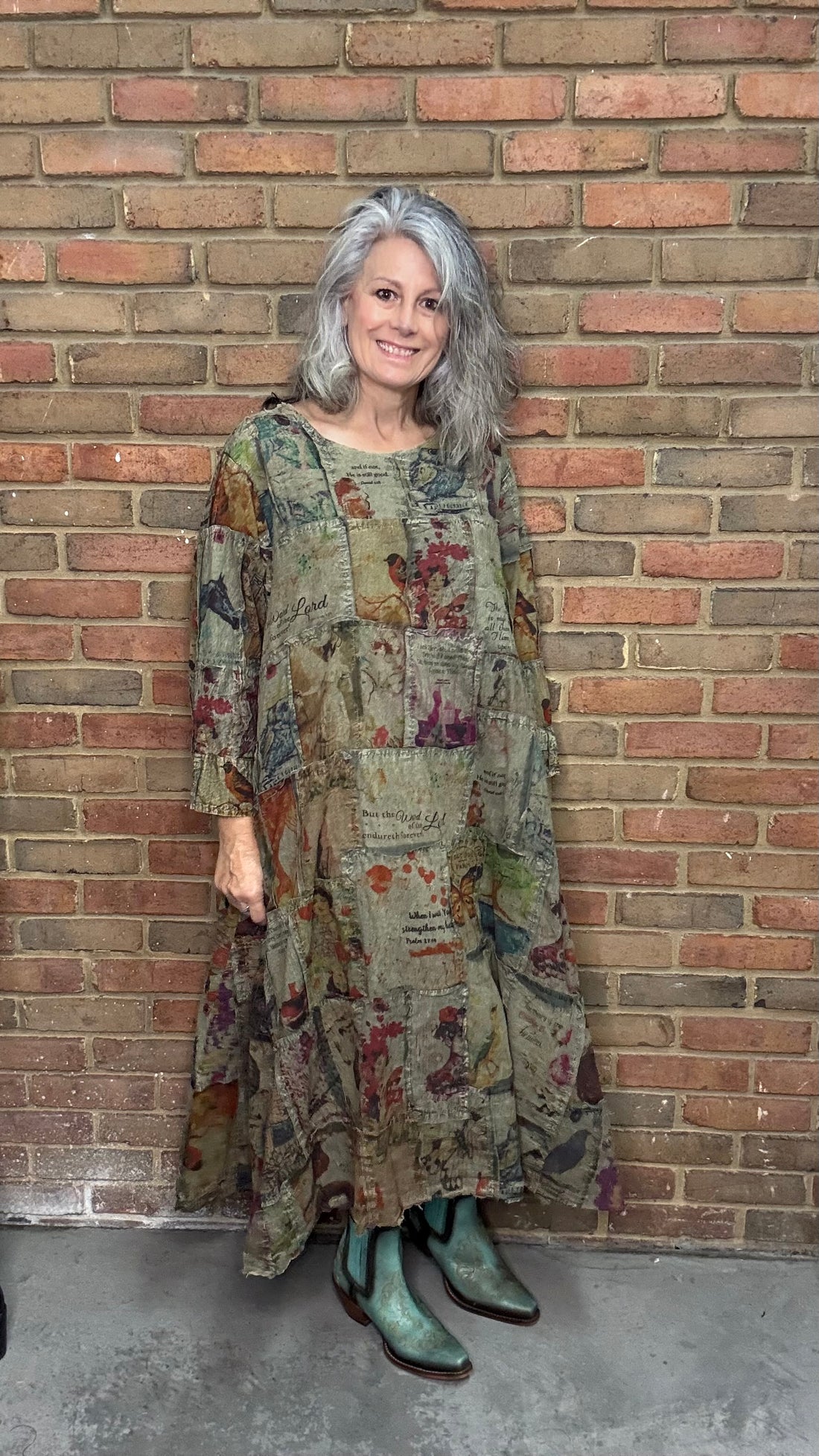 Green/Plum Patchwork Dress