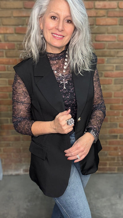 Black Lace Long Sleeve Top