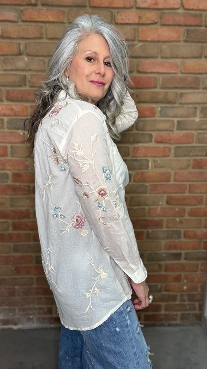 Joni Cotton Button Up Shirt - Vintage Vault Boutique