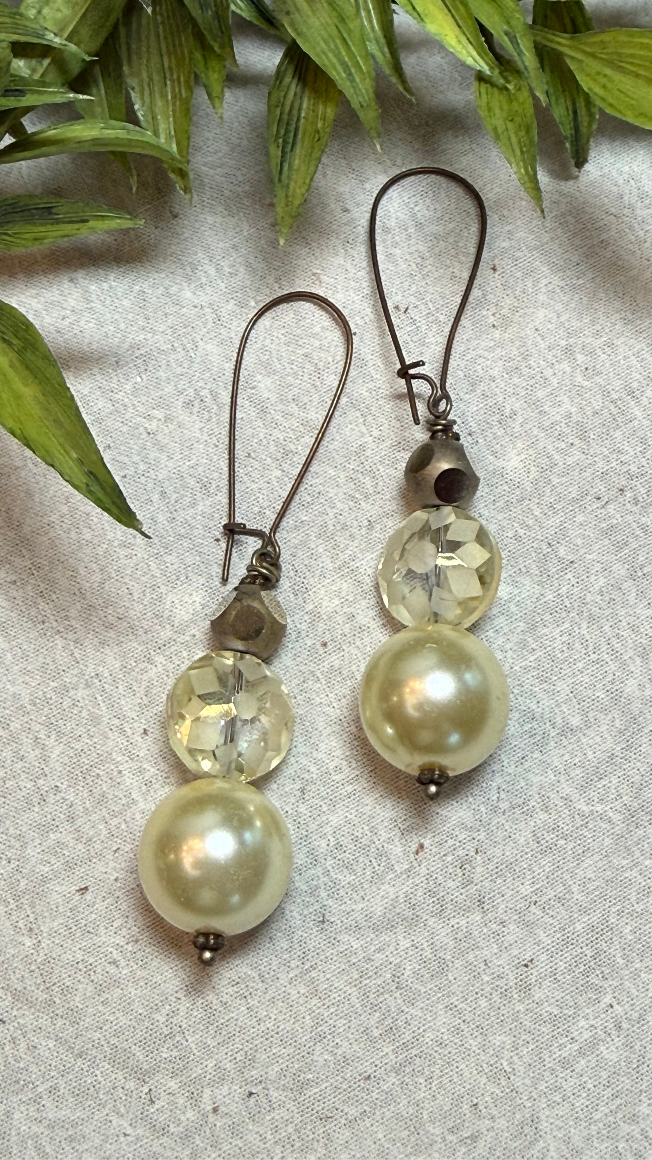 Pearl with Faceted Star Drop Earring