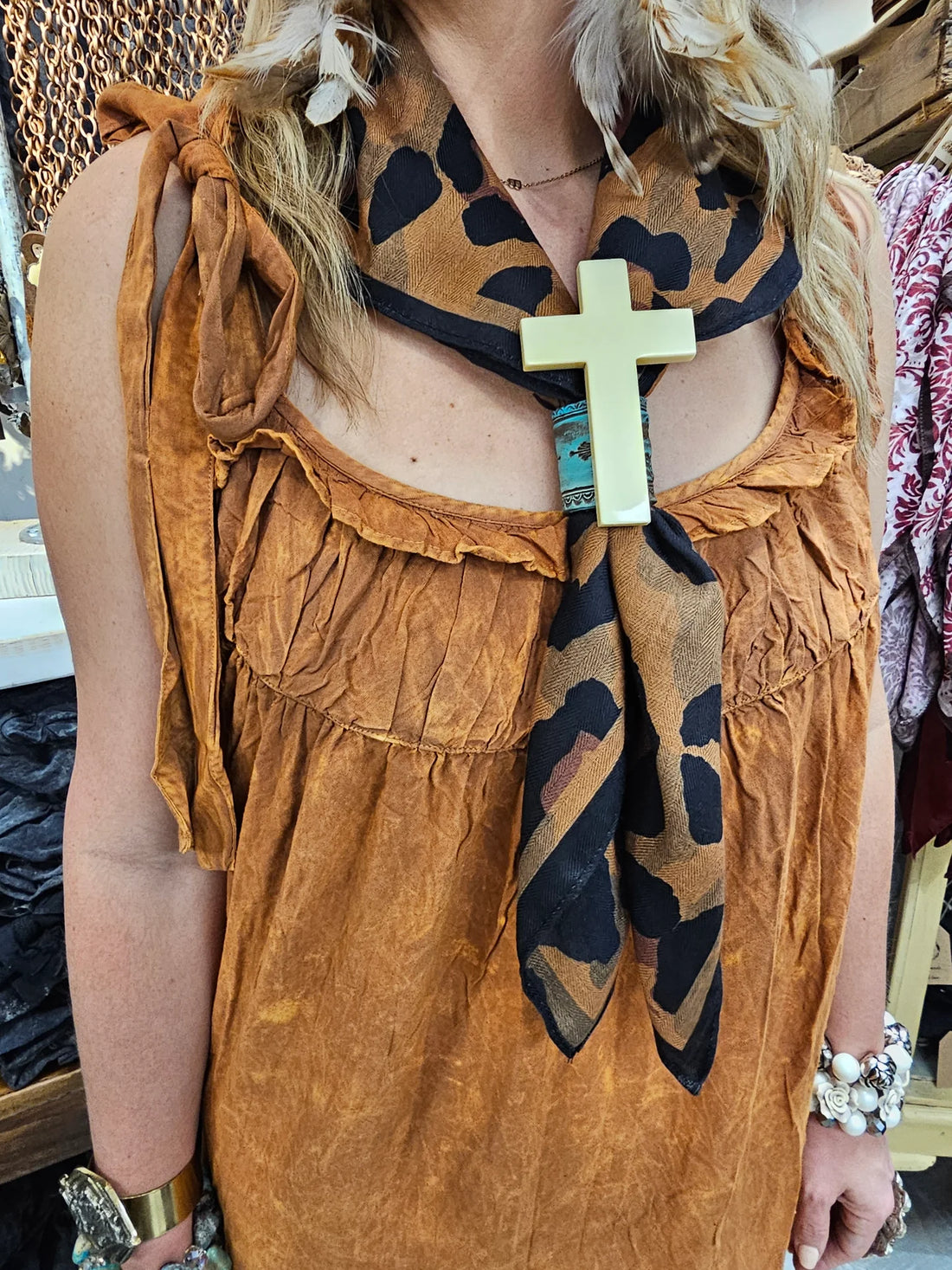Rust Tuck Dress