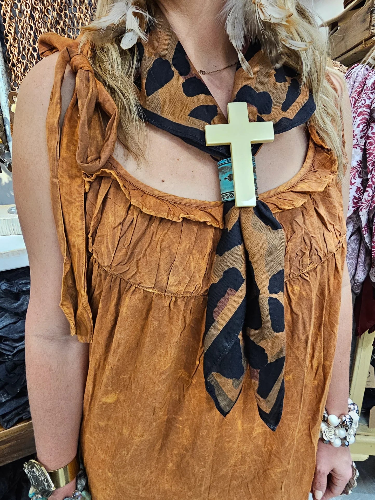 Rust Tuck Dress