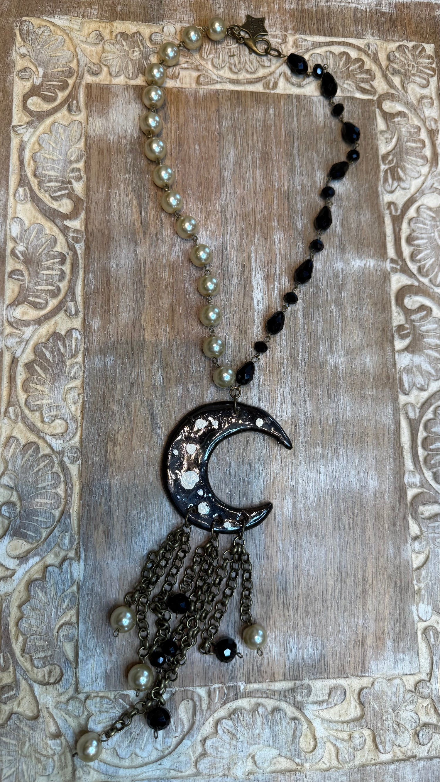 Black Ceramic Moon Necklace