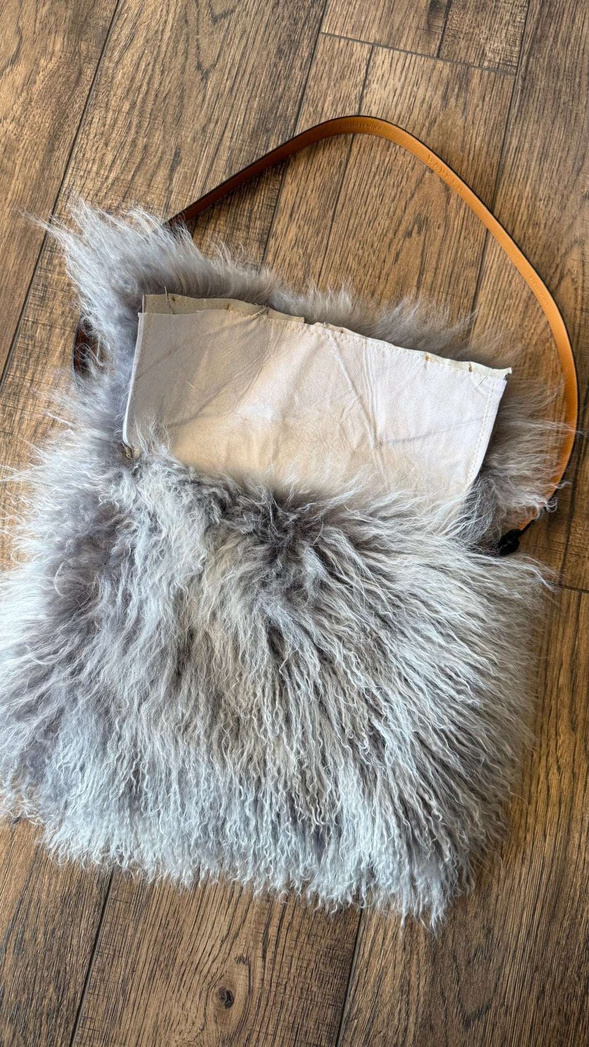 Small Grey Mongolian Hand Bag - Vintage Vault Boutique
