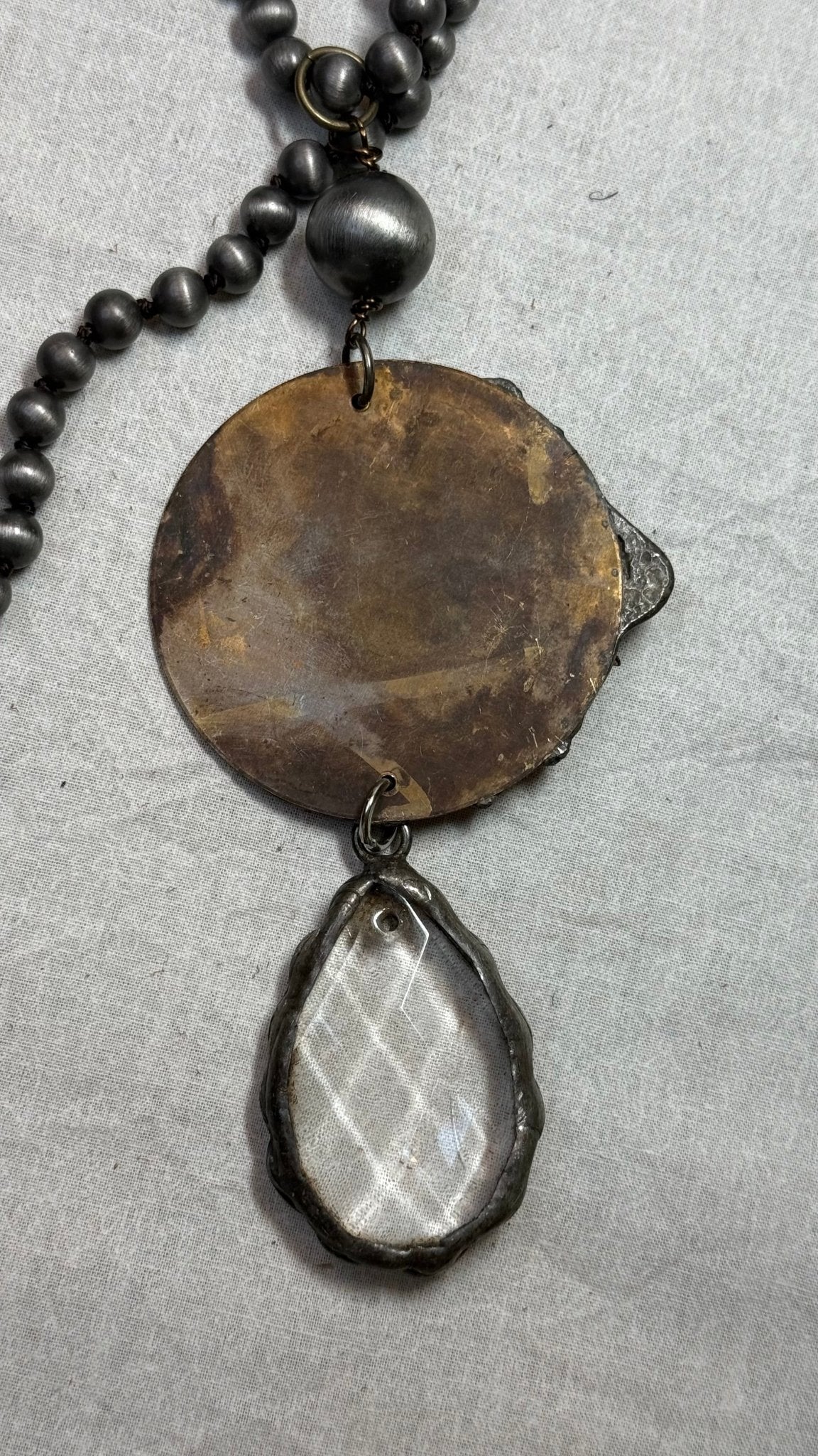 Spider on Web with Crystal Drop Necklace - Vintage Vault Boutique