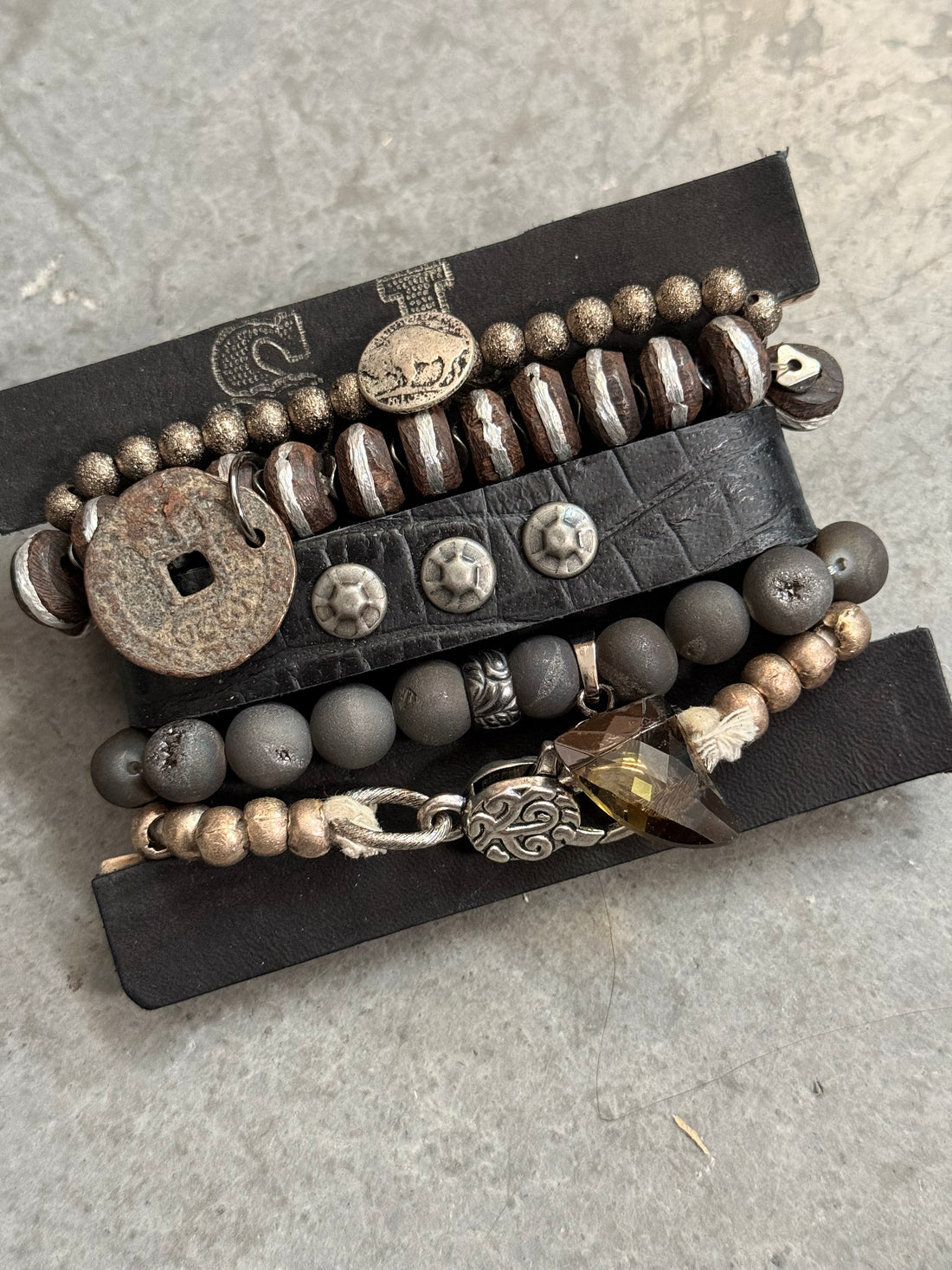 African Black Stack of 5 Bracelets