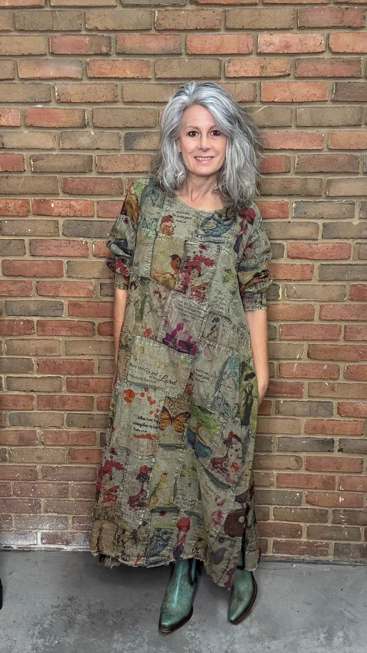 Green/Plum Patchwork Dress