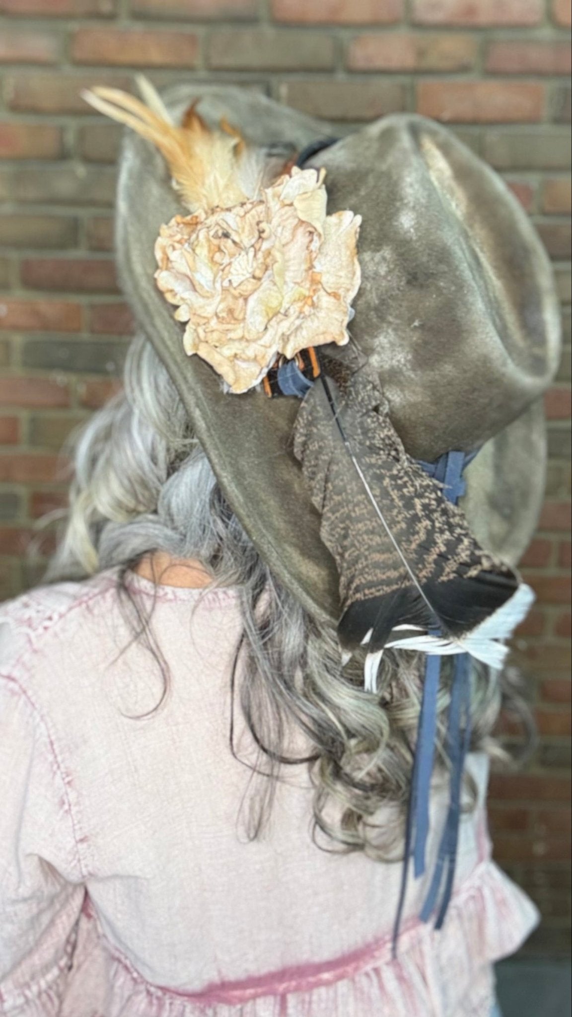 Brown Hat with Embossed Band - A Rare Bird - Vintage Vault Boutique
