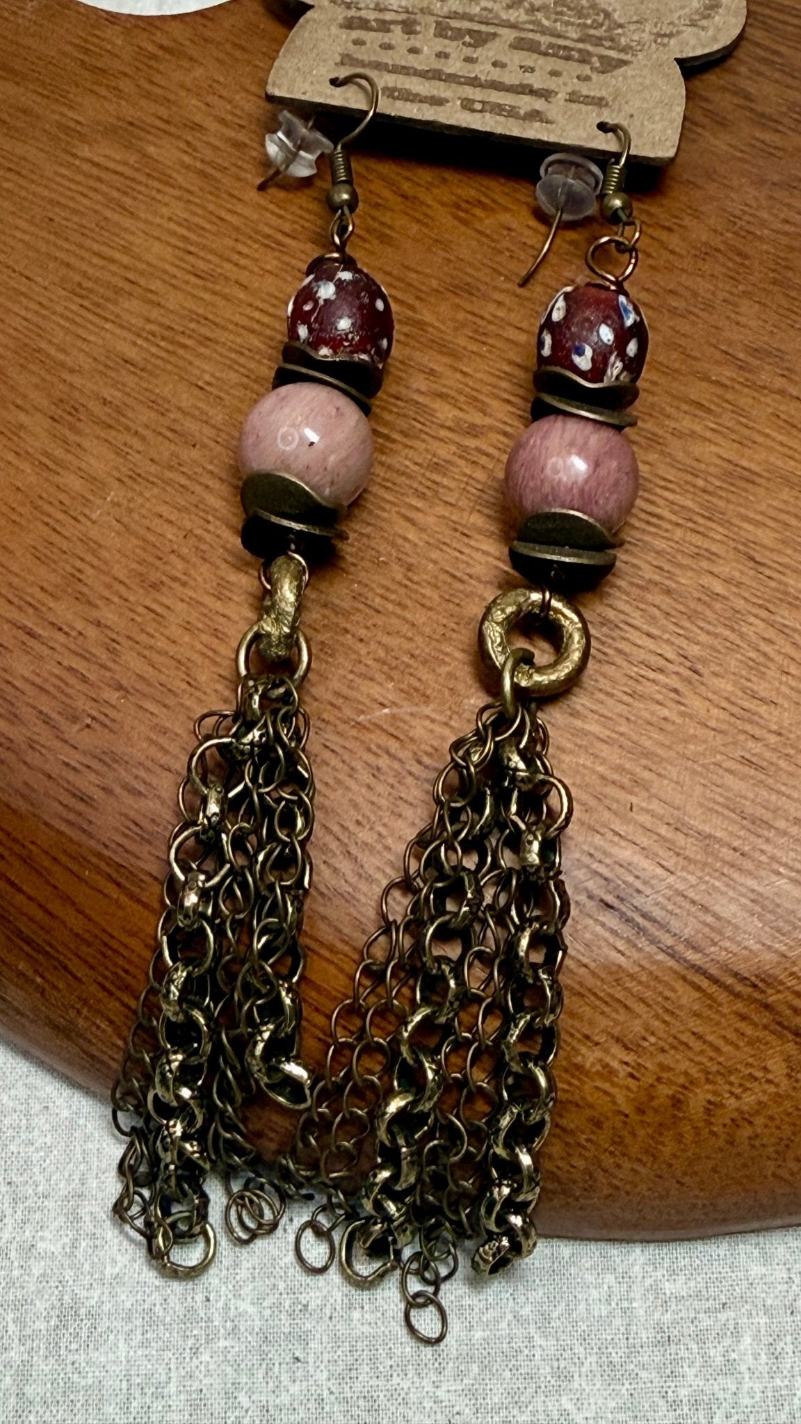 Plum Chain Drop Earring - Vintage Vault Boutique