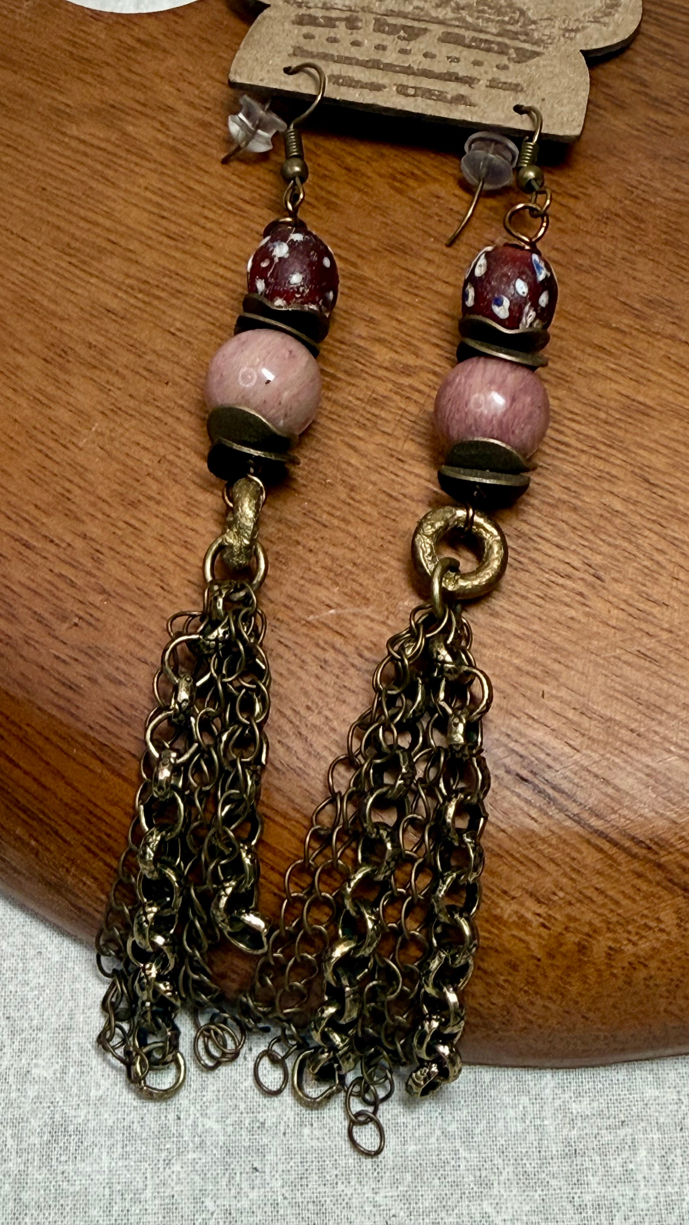 Plum Chain Drop Earring