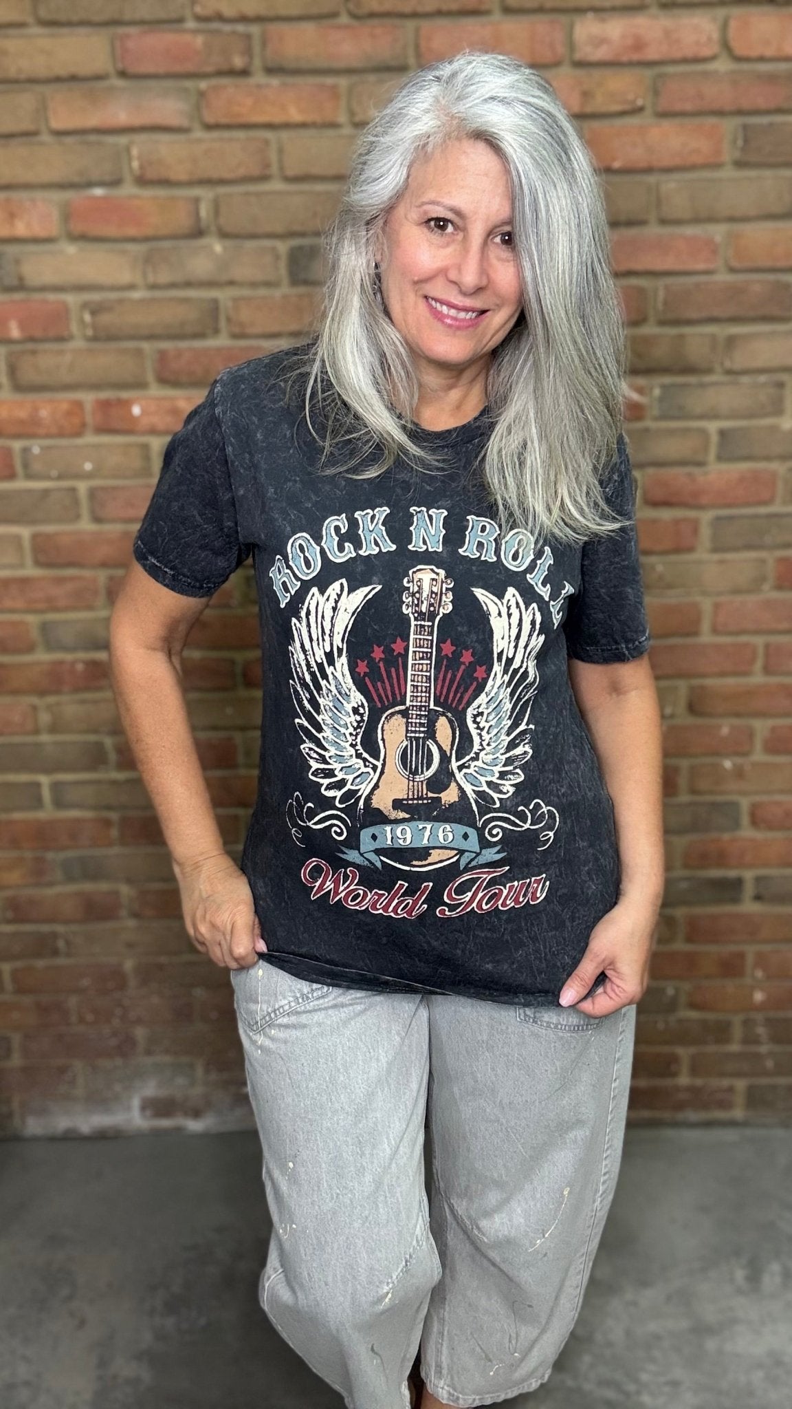 Vintage Washed Rock and Roll T-Shirt - Vintage Vault Boutique