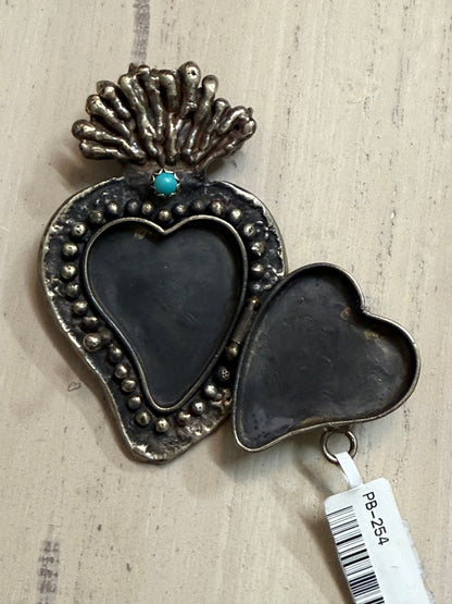 Flaming Heart Engraved Locket - Vintage Vault Boutique