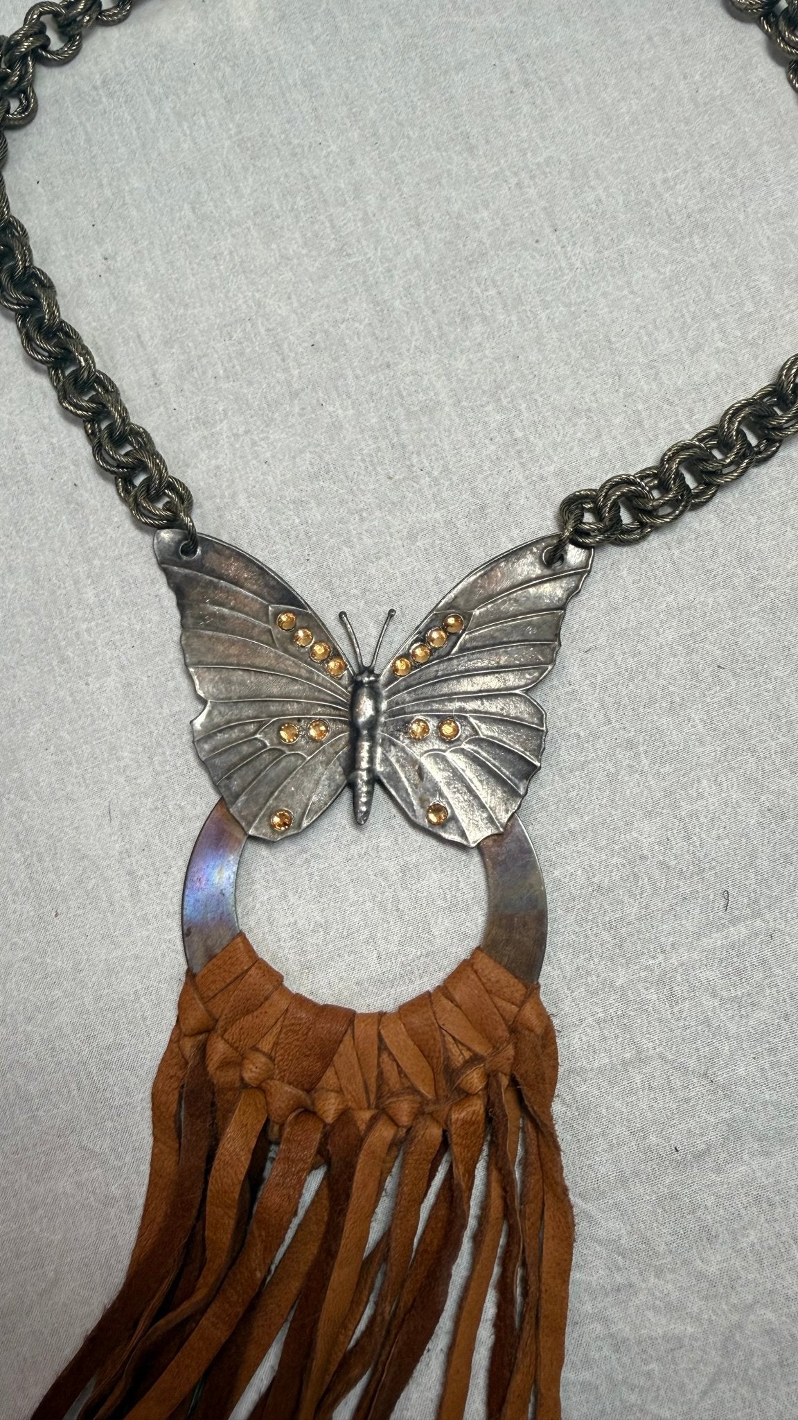 Butterfly Ring Tassel Necklace - Vintage Vault Boutique