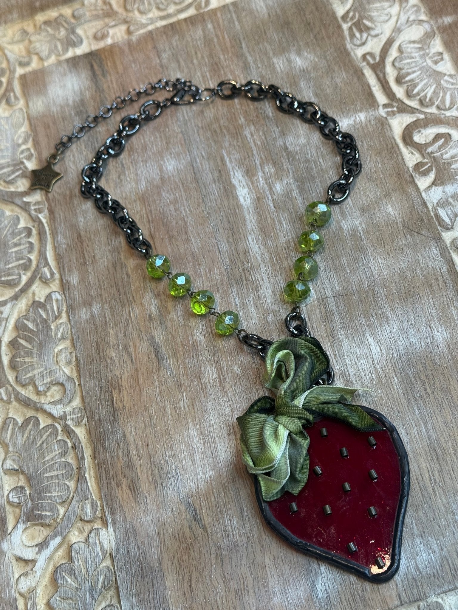 Stained Glass Strawberry Necklace - Vintage Vault Boutique