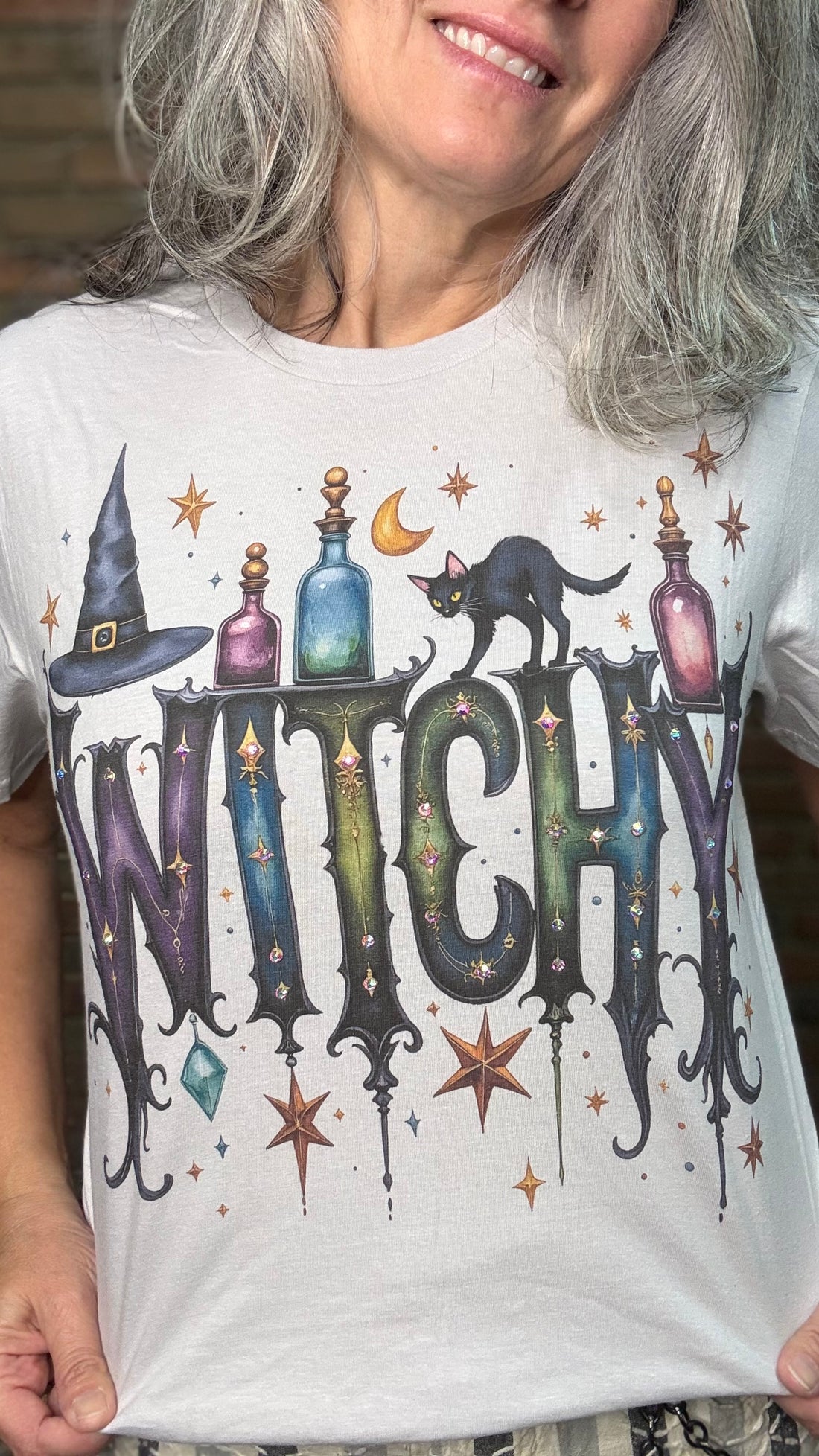 Gray Ice Witchy Bling Tee