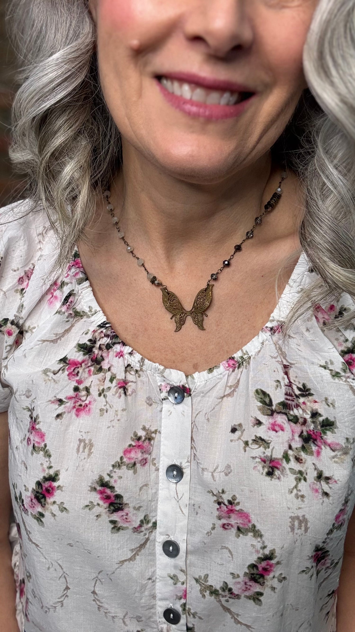 Floral Print Ruffle Bottom Blouse