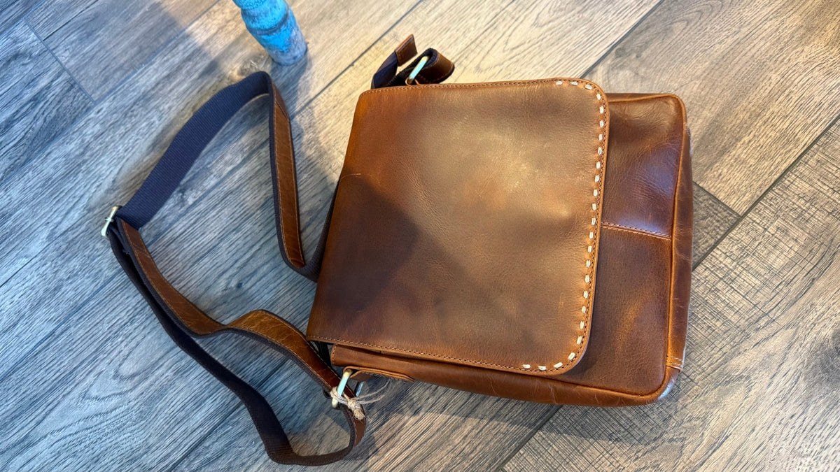 Brown Leather Messenger Bag - Vintage Vault Boutique