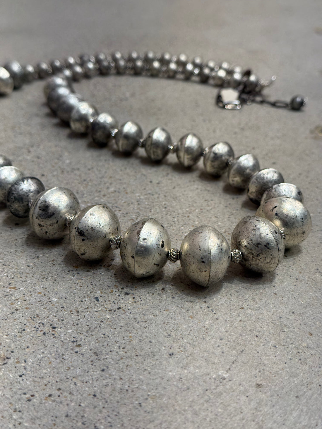 Silver Saucer Beaded Necklace