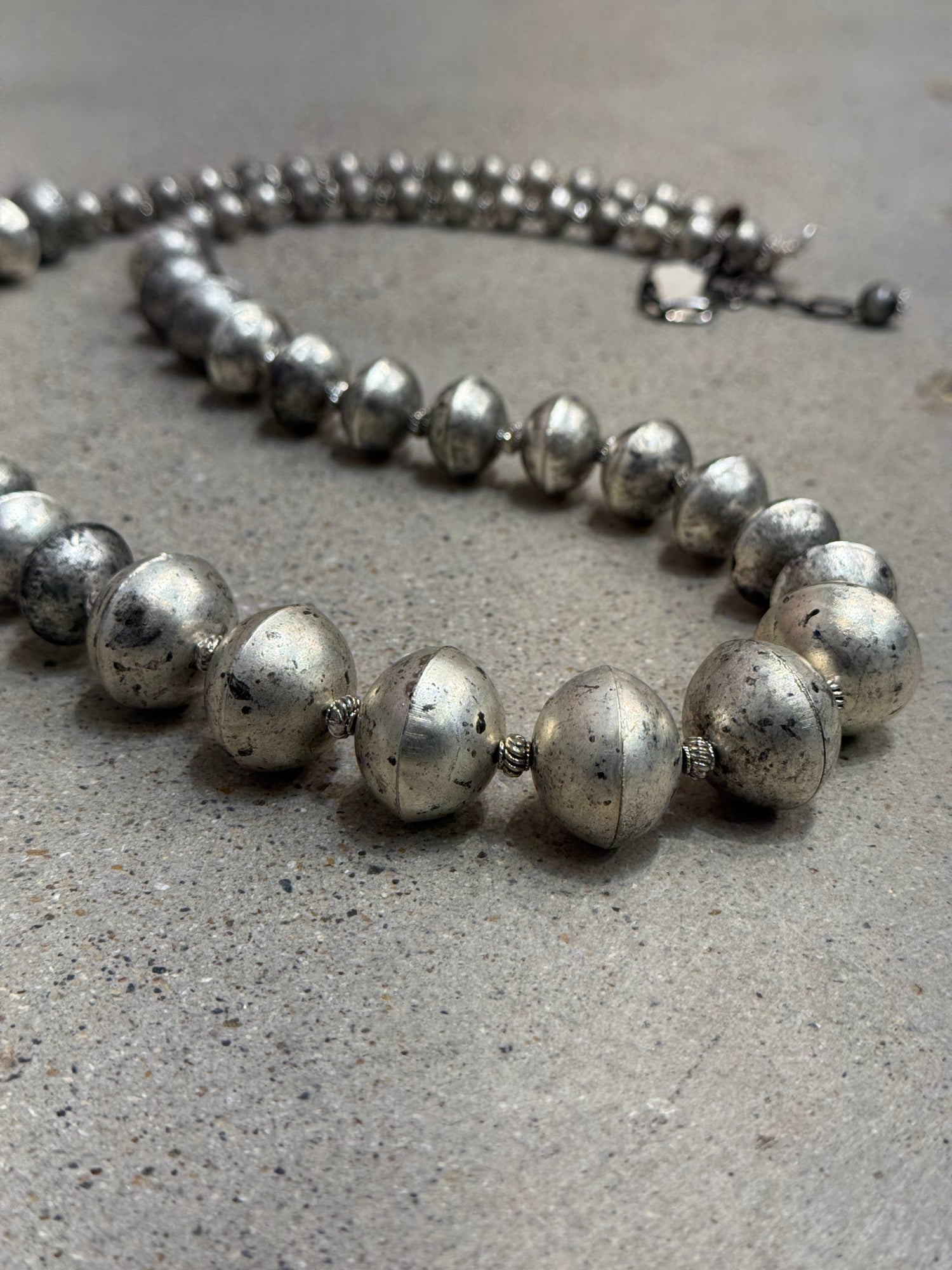 Silver Saucer Beaded Necklace