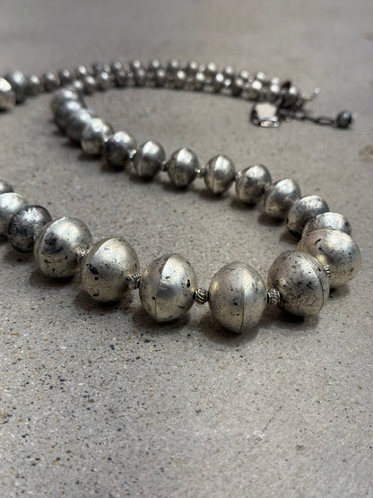 Silver Saucer Beaded Necklace
