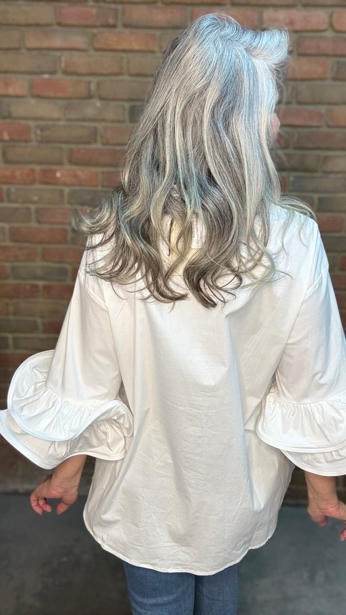Double Ruffle Sleeve White Shirt - Vintage Vault Boutique