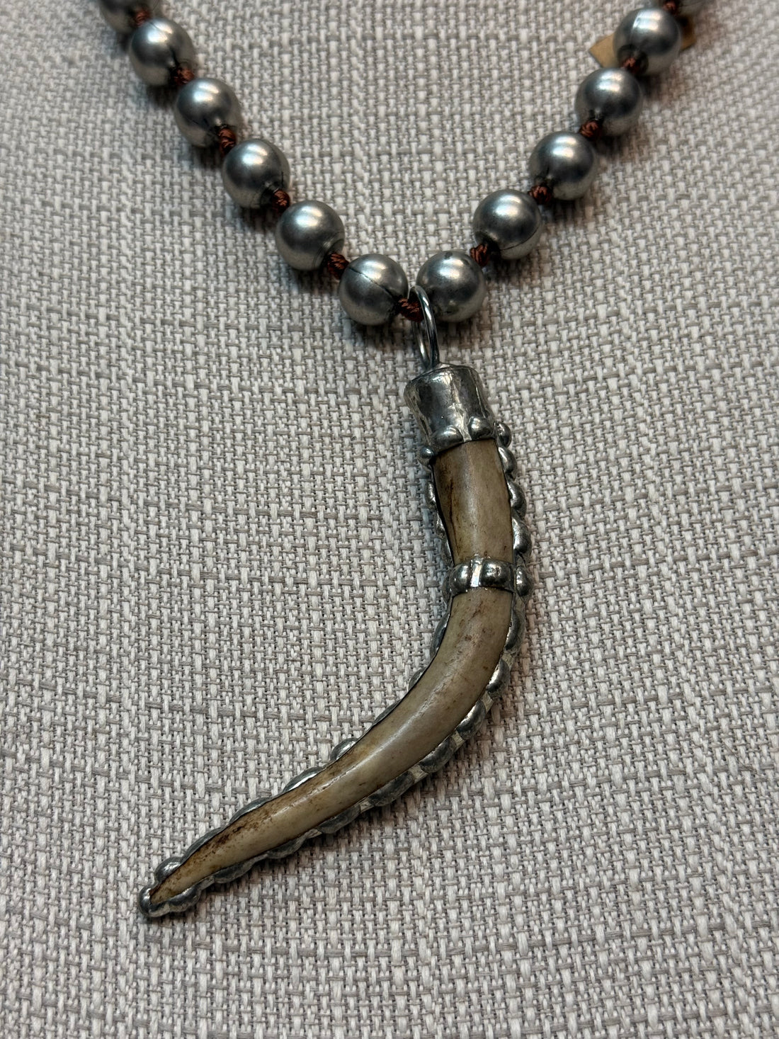 Antler on 12mm Desert Pearl Necklace