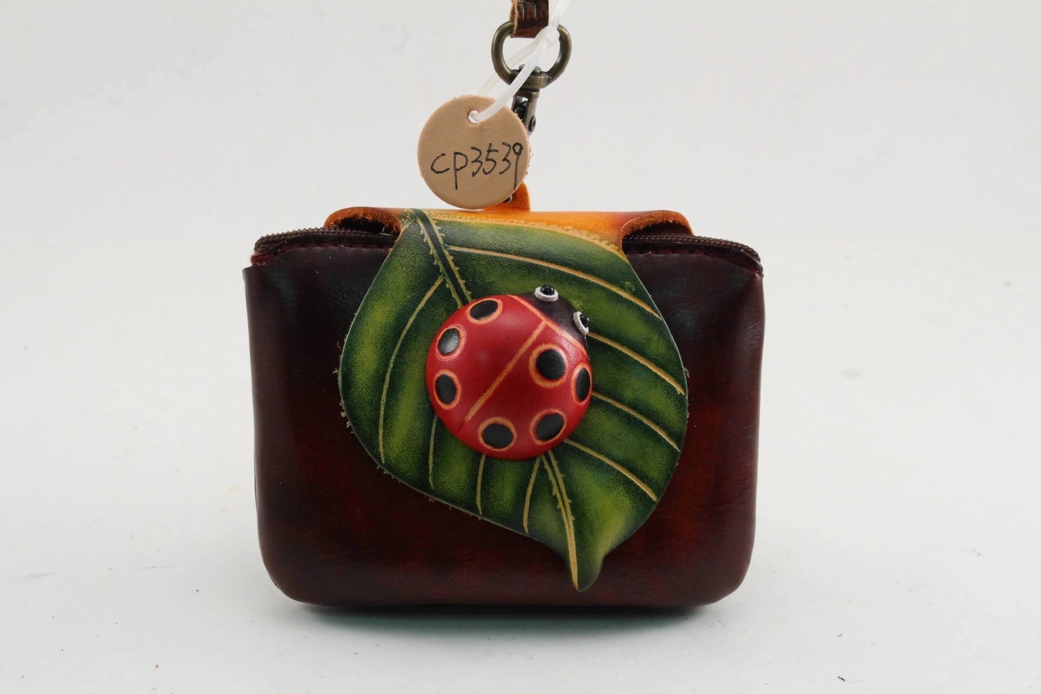 Leather Ladybug on Leaf Coin Purse - Vintage Vault Boutique