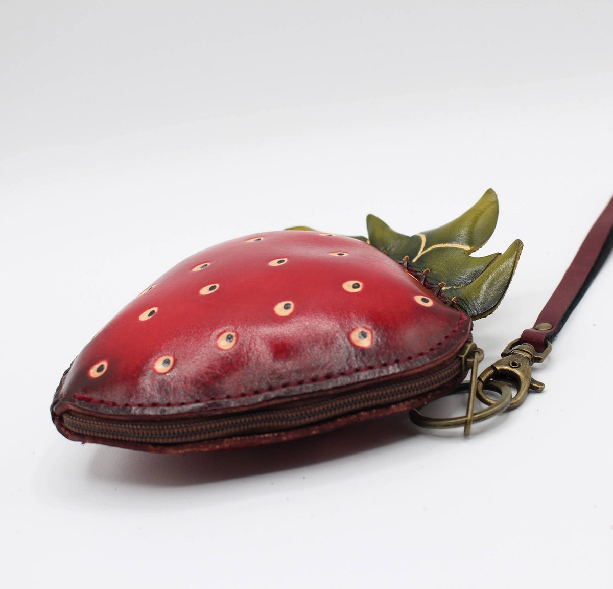 Leather Strawberry Wristlet - Vintage Vault Boutique