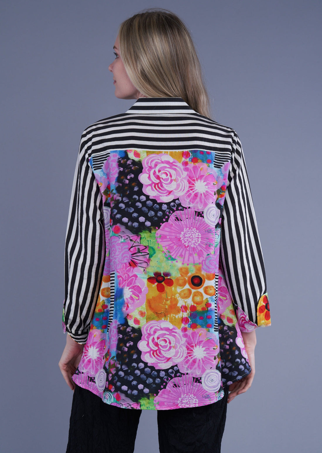 Stripe Print Back Shirt M