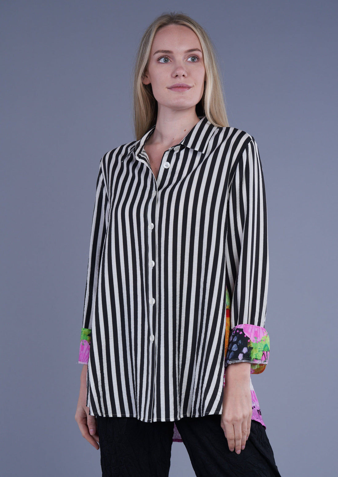 Stripe Print Back Shirt M