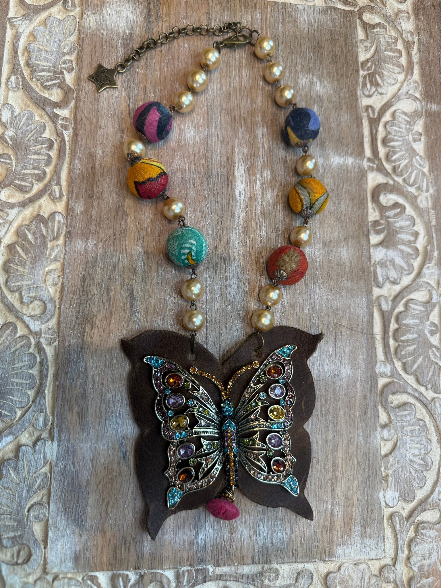 Bling Butterfly on Leather Necklace - Vintage Vault Boutique