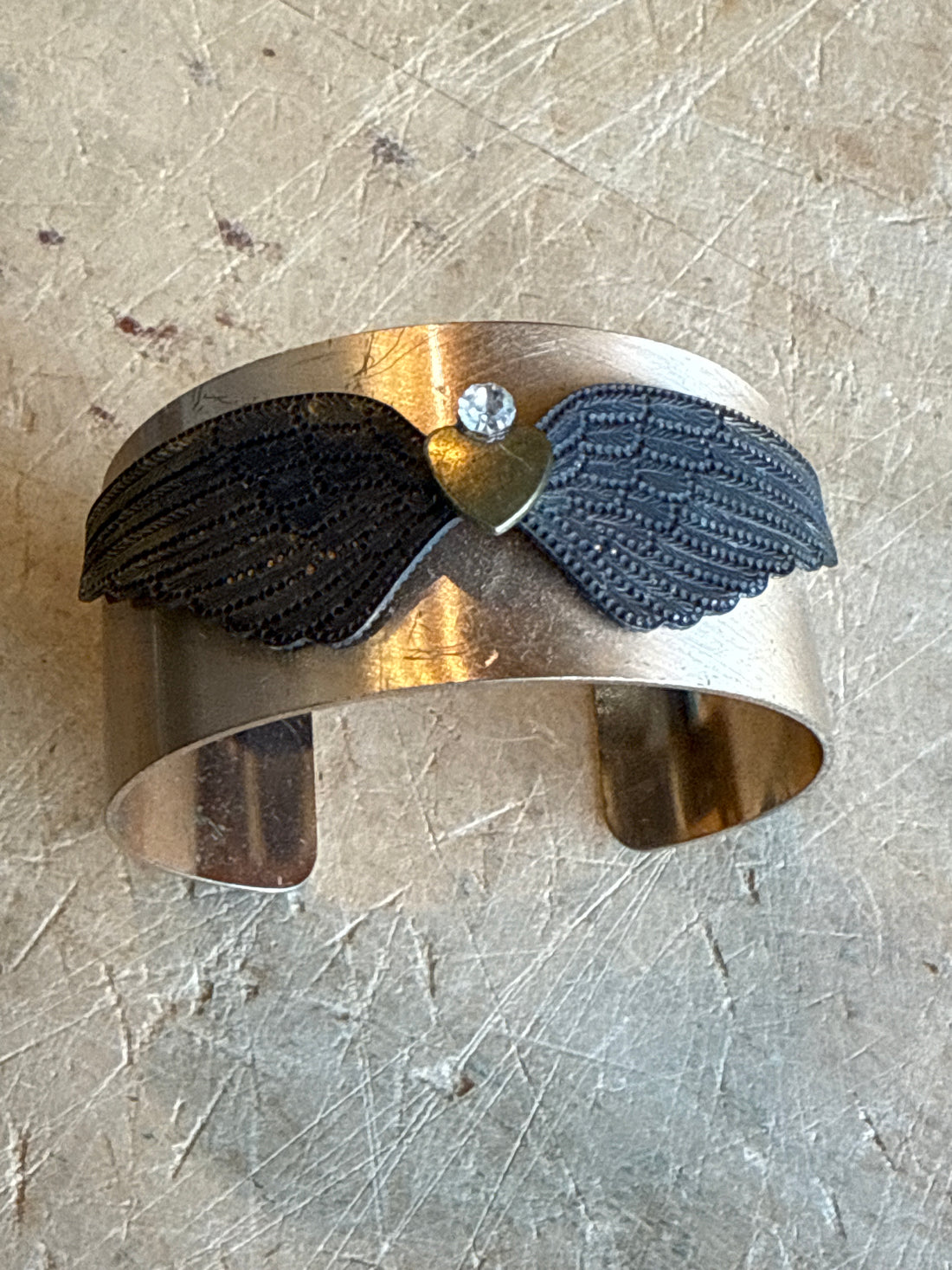 Winged Heart Cuff Bracelet