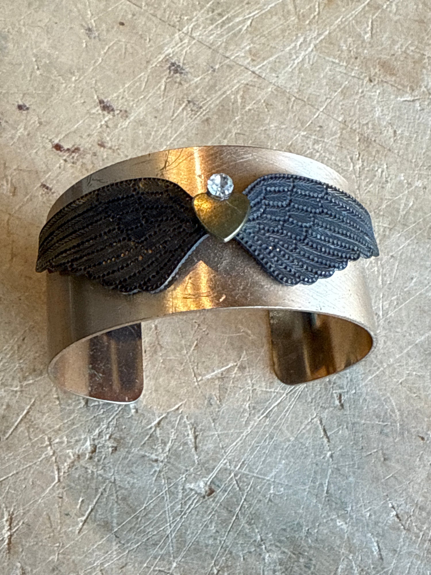 Winged Heart Cuff Bracelet