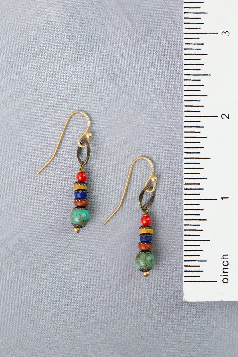Love One Another Lapis, Turquoise, Red Coral Simple Earrings