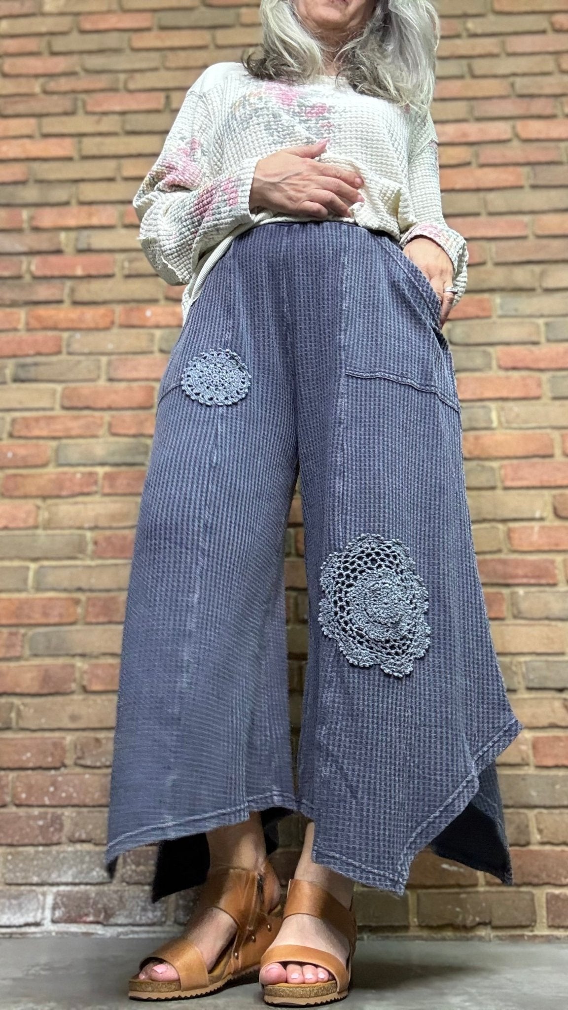 Midnight Blue Waffle Pant - Vintage Vault Boutique