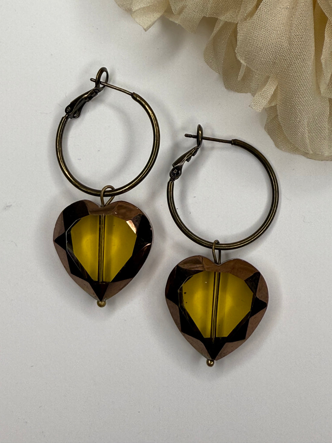 Amber Crystal Heart Earring
