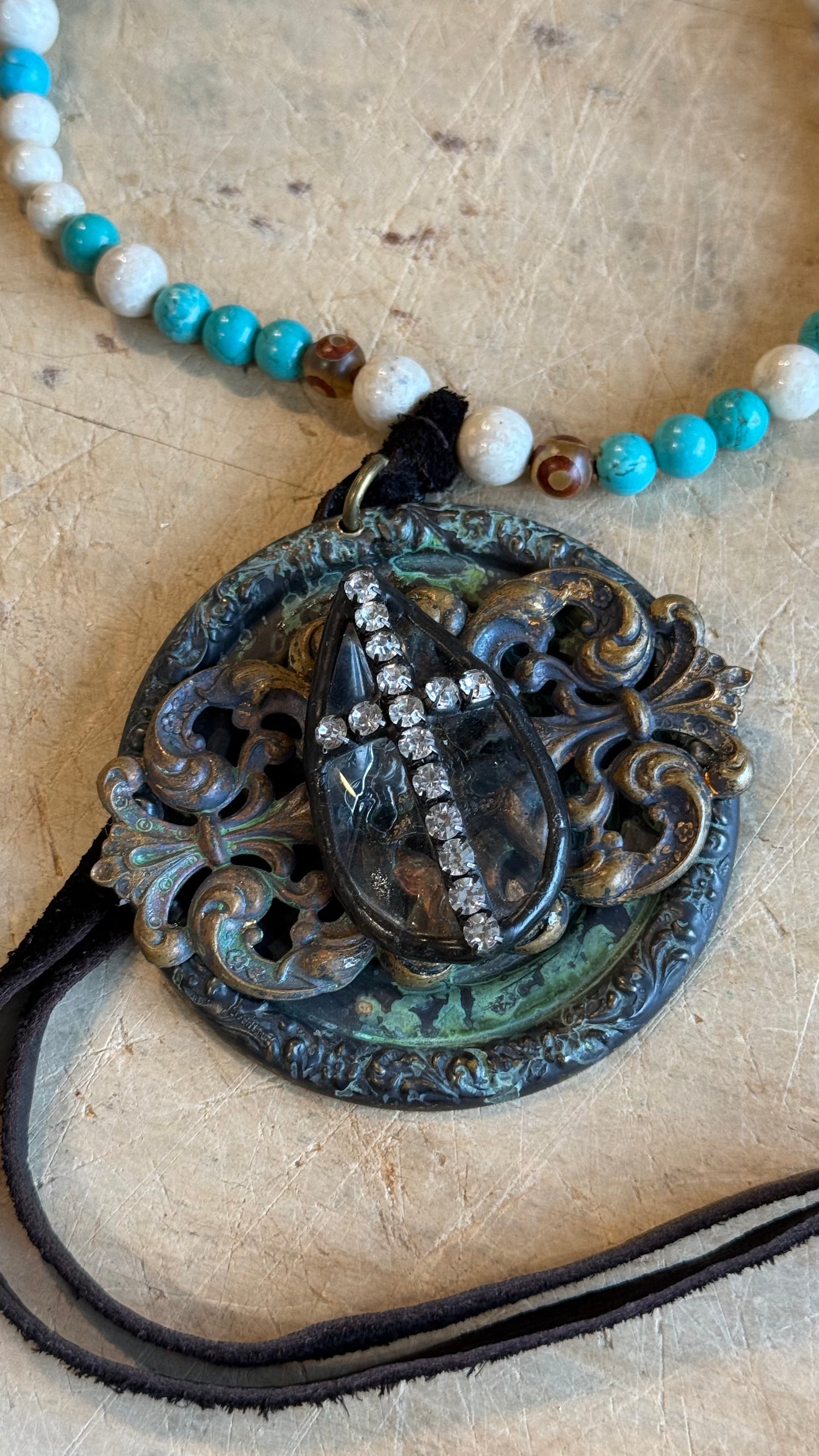 Cross Medallion on Beads with Tassel