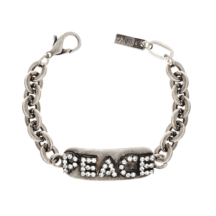 Peace Id Bracelet in Antique Silver