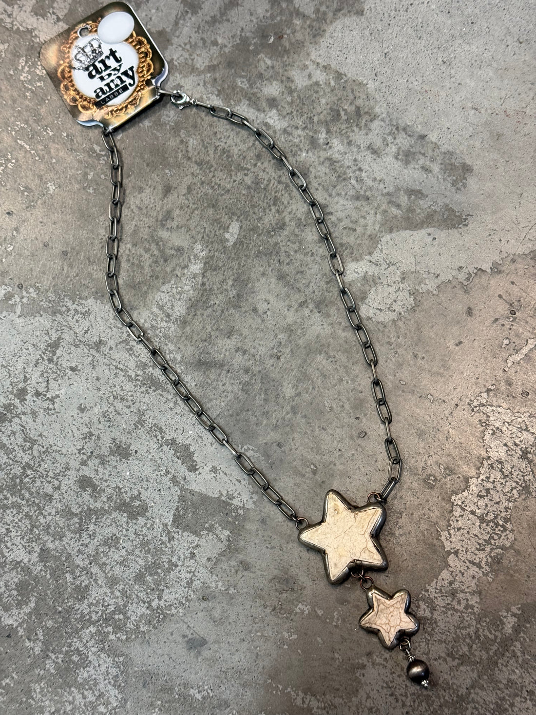 White Stone Star Drop Necklace