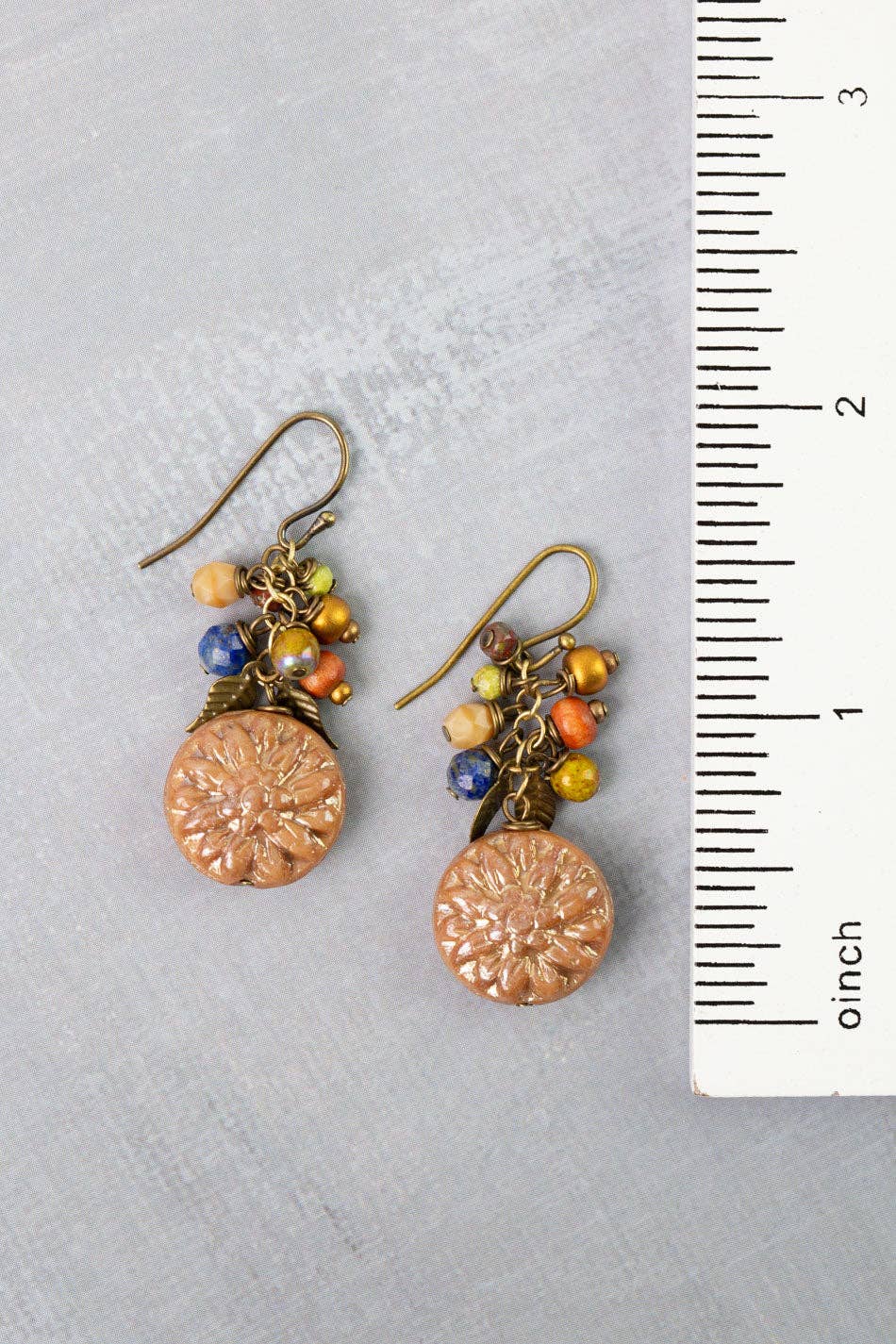 Azulejo Lapis, Czech Glass Cluster Earrings - Vintage Vault Boutique