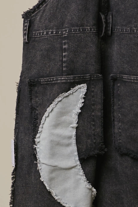 Sun Moon Star Patch Wide Overalls