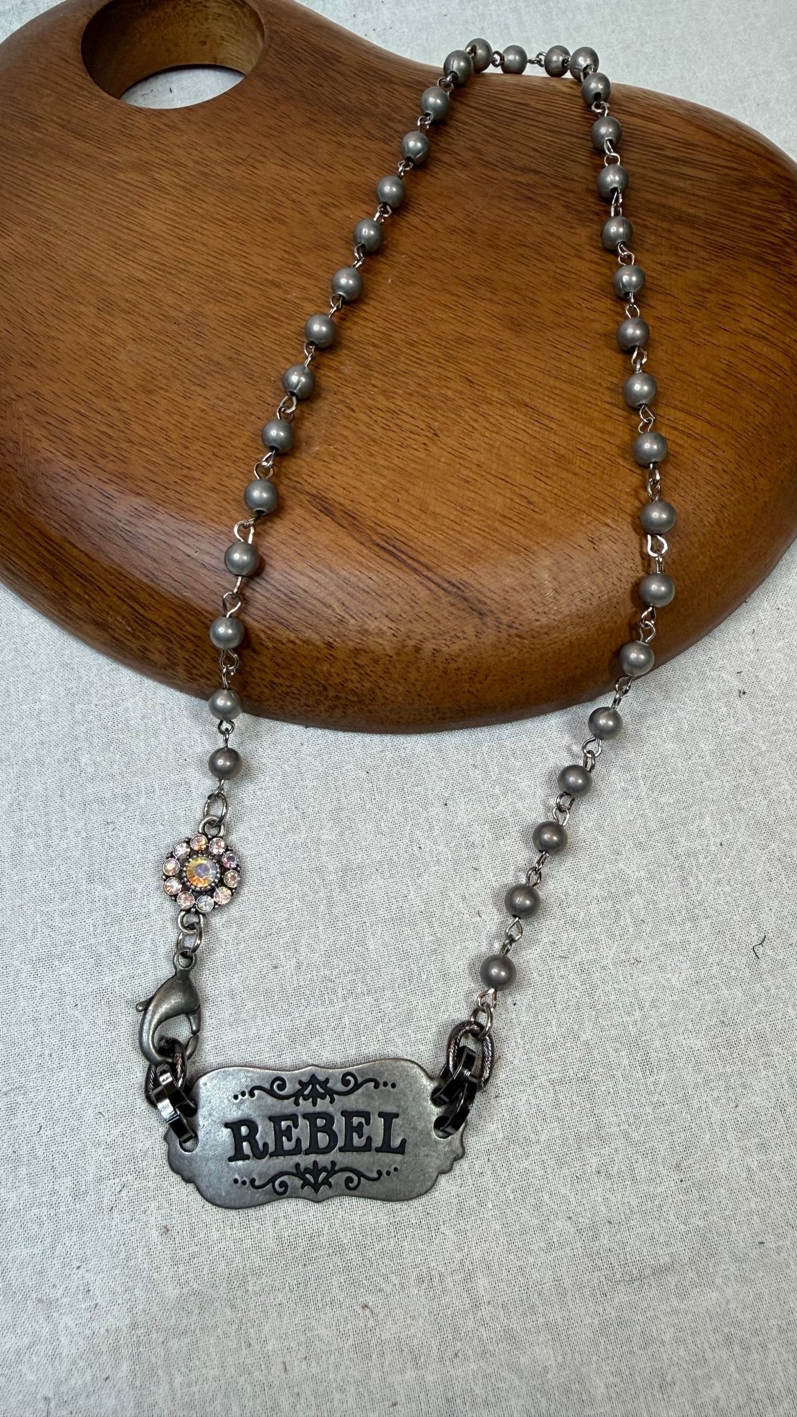 Rebel Vintage Stamped Bar Necklace - Vintage Vault Boutique