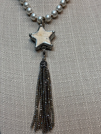 Star with Tassel on Pearl Necklace