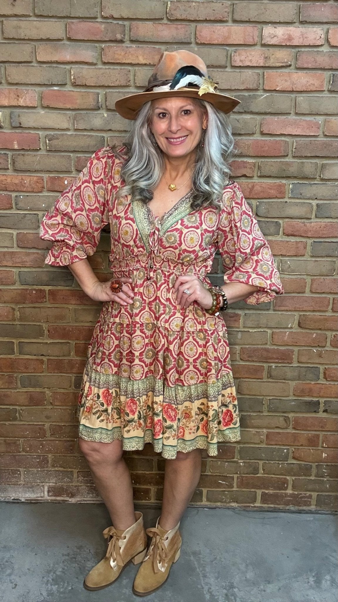 V-Neck With Tassels Tiered Dress - Vintage Vault Boutique