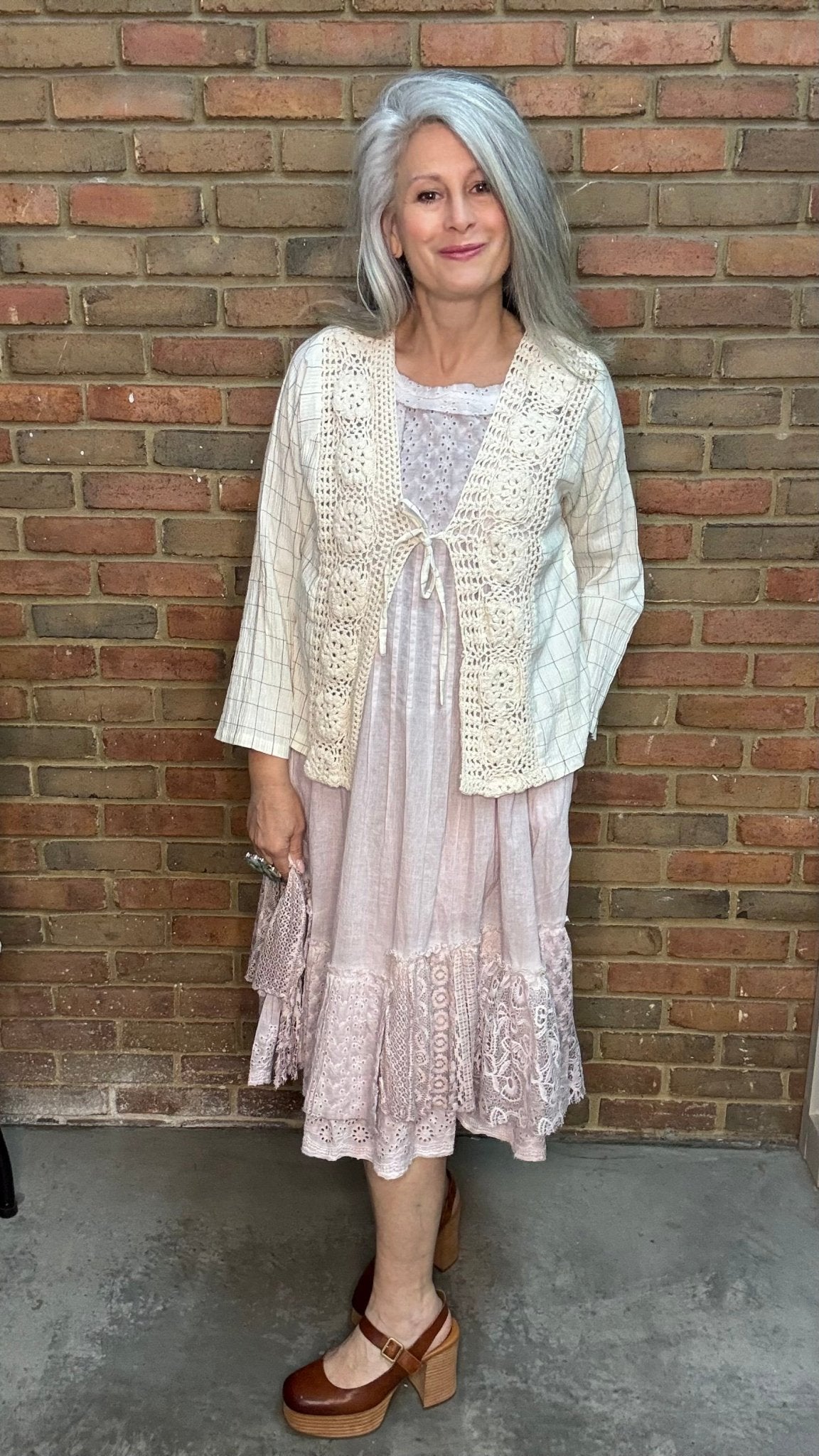 Lilac Eyelet Pin Tuck Dress - Vintage Vault Boutique